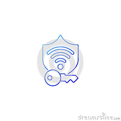 Protected wifi password gradient linear vector icon Vector Illustration