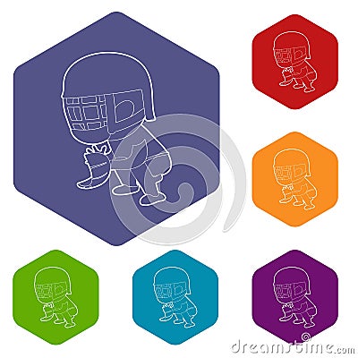 Protecting player icon, outline style Vector Illustration