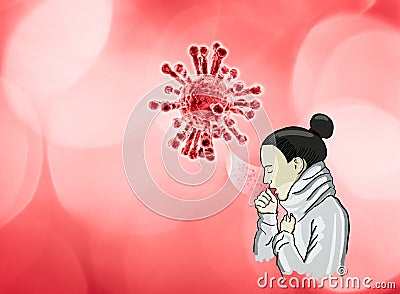Protection against coronavirus. Covid-19 spread. How to counteract the coronavirus emergency. Girl with cough Stock Photo