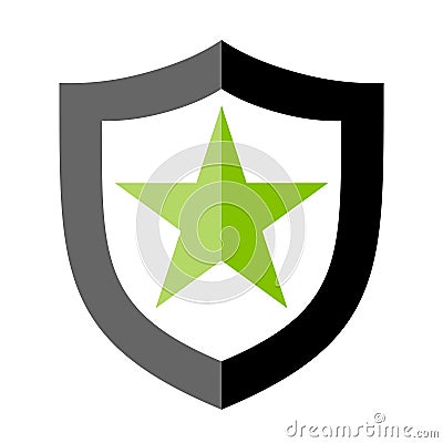 Sign shield with star icon as symbol protection Cartoon Illustration
