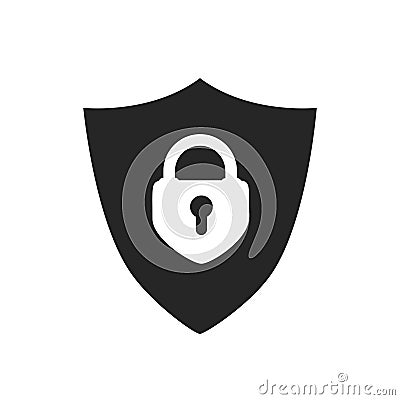 Protection icon vector. Padlock icon. Shield icon. Shield with a checkmark in the middle Protection icon concept, data. Vector Illustration