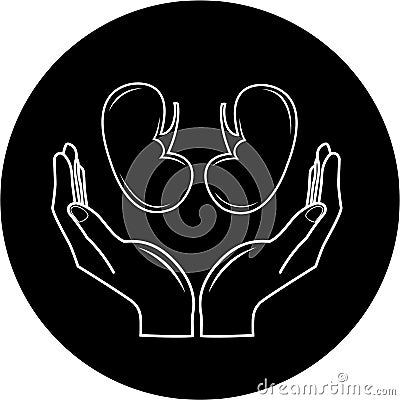 Protection of kidneys. Vector medical icon. Vector Illustration