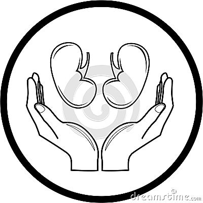 Protection of kidneys. Vector medical icon. Vector Illustration