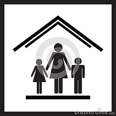 Protection of mothers with children1 Vector Illustration