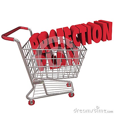 Protection Plan Extended Warranty Coverage Shopping Cart Stock Photo