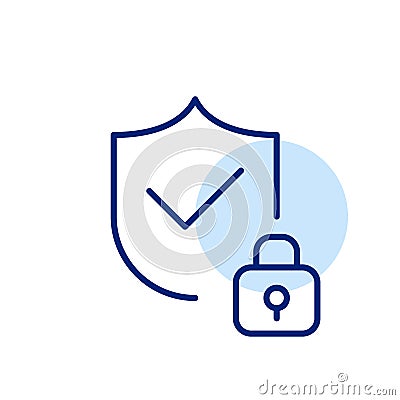 Protection shield, checkmark and lock. Secure authentication and verified identity. Pixel perfect, editable Vector Illustration