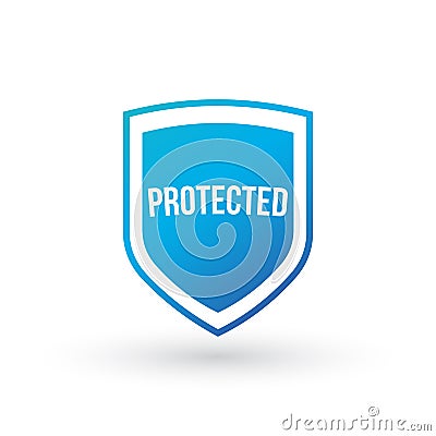 Protection shield concept, protected sign, Vector illustration isolated on white background Cartoon Illustration