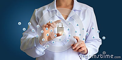 Protection of social networks with a lock. Stock Photo