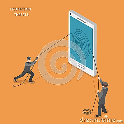 Protection threats isometric flat vector concept. Vector Illustration