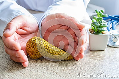 Protection, treatment, prevention and patronage health in gastroenterology in pancreas gland health against diseases, pathologies Stock Photo