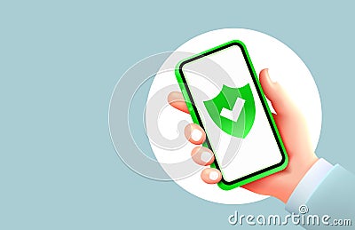 Protection unlock app, secure password login, web banner smart phone. Vector illustration Vector Illustration