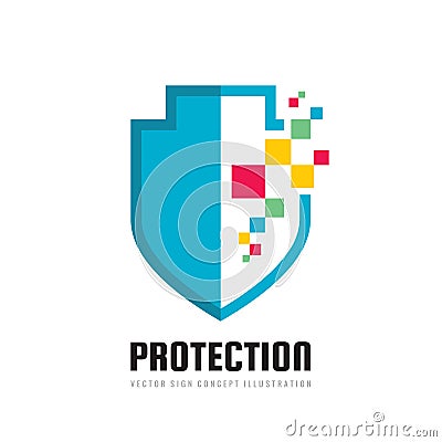 Protection - vector business logo template concept illustration. Abstract shield sign. Graphic design element. Vector Illustration