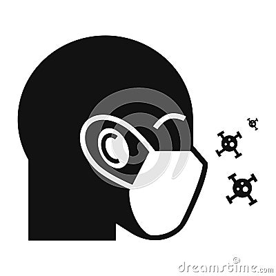 Protective air face mask icon, simple style Vector Illustration