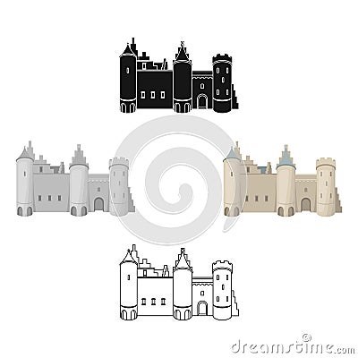 Protective Castle of belgium.The dark Belgian wolf. Belgium single icon in cartoon,black style vector symbol stock Vector Illustration