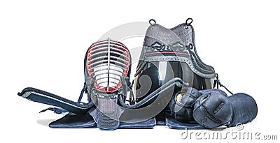 Protective equipment `bogu` for Japanese fencing Kendo training Stock Photo