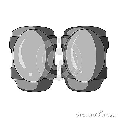 Protective knee pads for cyclists. Protection for athletes.Cyclist outfit single icon in monochrome style vector symbol Vector Illustration