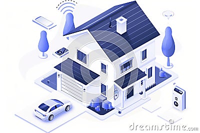 Protective measures in multimedia environments use cameras for cognitive learning, integrating personal data security in alarm sys Cartoon Illustration