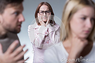 Protective mother worrying about daughter Stock Photo