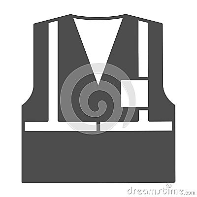 Protective vest solid icon, Safety engineering concept, Warning safety vest sign on white background, waistcoat icon in Vector Illustration