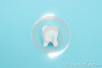 Protective vortex around tooth model on blue , teeth will good healthy Stock Photo