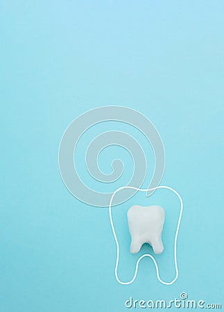 Protective vortex around tooth model on blue , teeth will good healthy Stock Photo