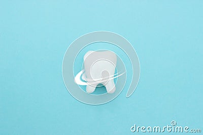 Protective vortex around tooth model on blue , teeth will good healthy Stock Photo