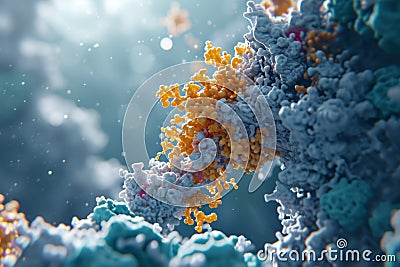 Protein atomic scale micro particles dna dnr atoms microscope molecular level proteins fats acids nucleus cell Stock Photo