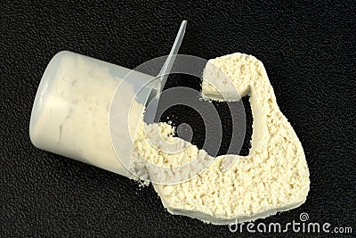 PROTEIN POWDER POWER ARM Stock Photo