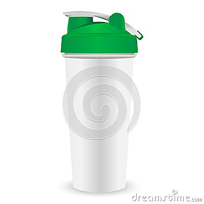 Protein shaker design template. Plastic Sports nutrition Shaker Vector Illustration