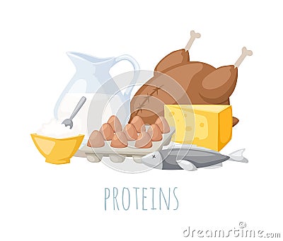 Proteins food vector illustration. Vector Illustration