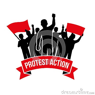 Protest Action Emblem Vector Illustration