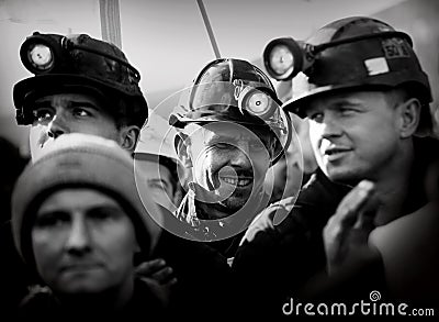 The Protest Action-of strike of Silesian miners Editorial Stock Photo