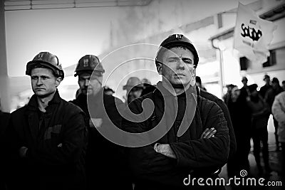 The Protest Action-of strike of Silesian miners Editorial Stock Photo