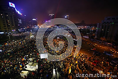 Protest against corruption and Romanian Government Editorial Stock Photo