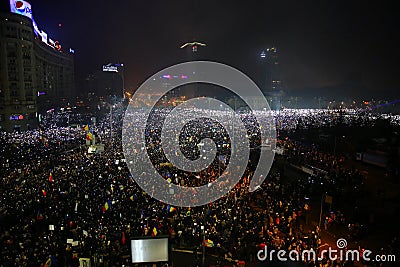 Protest against corruption and Romanian Government Editorial Stock Photo