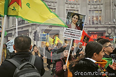 Protest against Erdogan and the war crimes against Syria and the Kurds Editorial Stock Photo