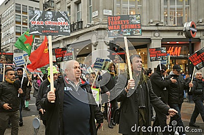 Protest against Erdogan and the war crimes against Syria and the Kurds Editorial Stock Photo