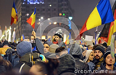 Protest against the government in Bucharest Editorial Stock Photo