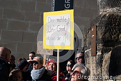 Protest against right wing AFD in Trier, demonstration for human rights, no discrimination and racism Editorial Stock Photo