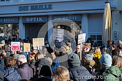 Protest against right wing AFD in Trier, demonstration for human rights, no discrimination and racism Editorial Stock Photo