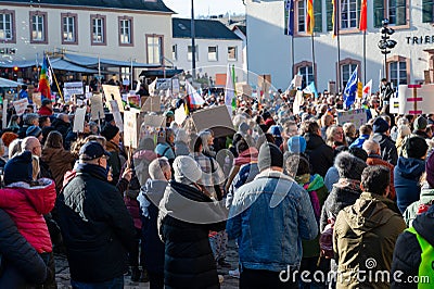 Protest against right wing AFD in Trier, demonstration for human rights, no discrimination and racism Editorial Stock Photo