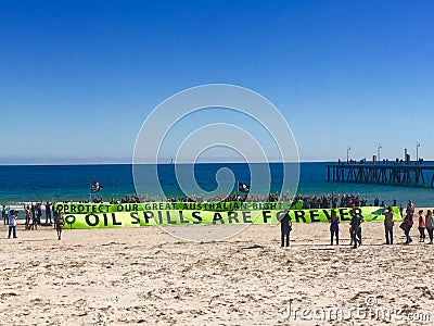 Protest on a beach in south Australia Editorial Stock Photo