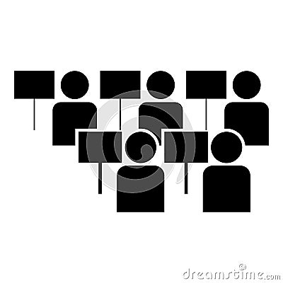 Protest concept Demonstration Crowd of protesters people Revolution idea Social problem icon black color illustration Vector Illustration
