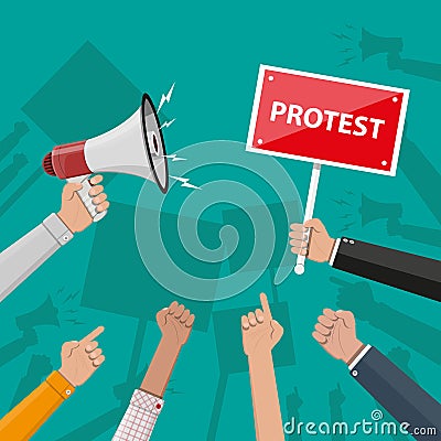 Protest concept with megaphone Vector Illustration