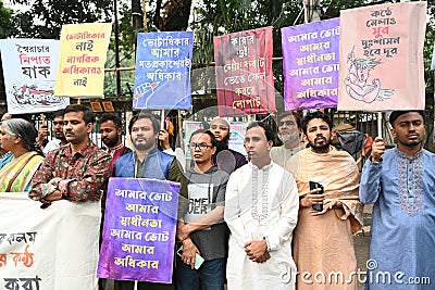 Protest demanding voting rights and freedom of expression in Dhaka. Editorial Stock Photo