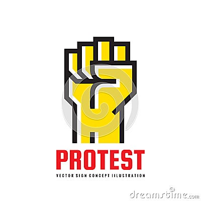 Protest - logo template vector illustration. Abstract human hand creative sign. Revolution concept symbol. Against line icon. Vector Illustration