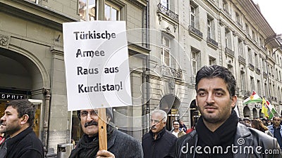 Protest march against Erdogan in Bern, Switzerland Editorial Stock Photo