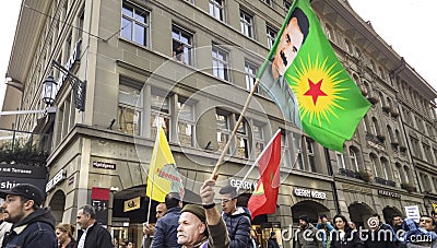 Protest march against Erdogan in Bern, Switzerland Editorial Stock Photo