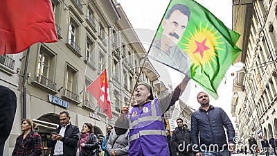 Protest march against Erdogan in Bern, Switzerland Editorial Stock Photo