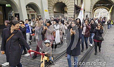 Protest march against Erdogan in Bern, Switzerland Editorial Stock Photo